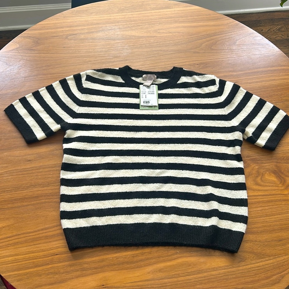 H&M short sleeve stripped sweater